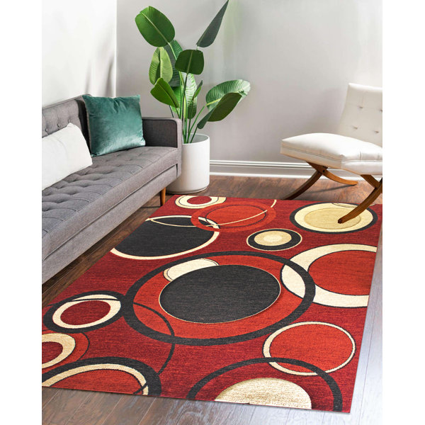 Orren Ellis Jep Abstract Red Area Rug Wayfair